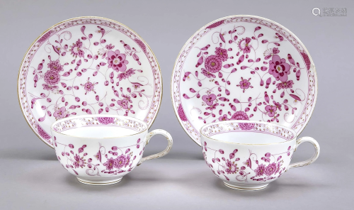 Two tea cups with saucer, Meissen, m