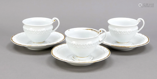 Three Biedermeier cups with saucers,