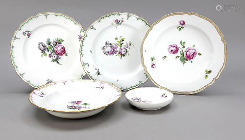 Five plates, KPM Berlin, 1780-1800,