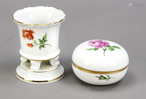 Lidded box and stove vase, Meissen,