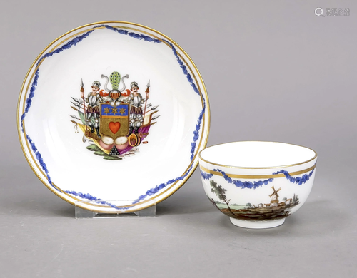 Rare ornamental cup and saucer, KPM