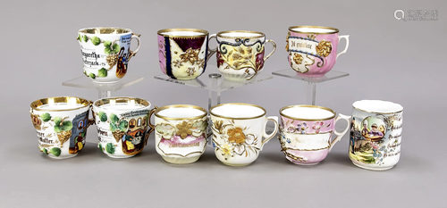 Ten reservist cups, German, c. 1900-