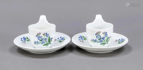 Two cups with saucers, Meissen, earl