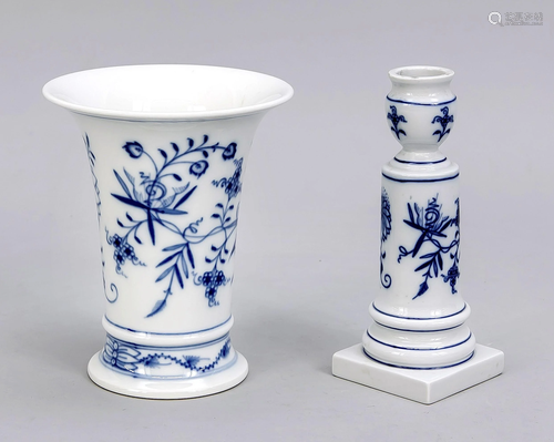 Vase and candlestick, Meissen, marks