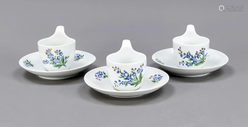 Three cups with saucers, Meissen, 19