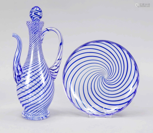 Carafe and shallow round bowl, Italy