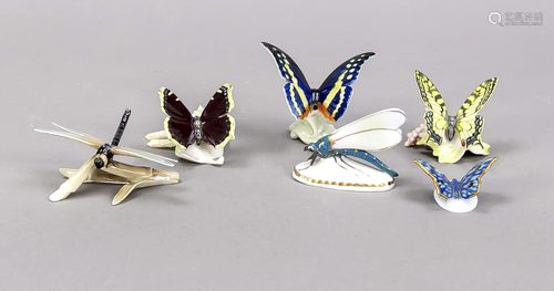 Six insect figures, German, 20th c.,