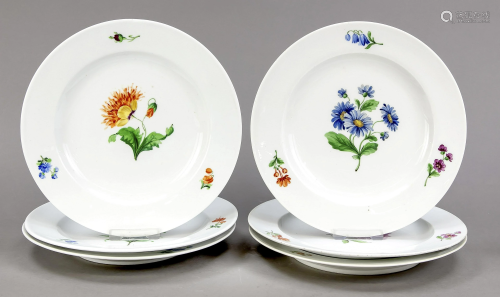 Six shallow plates, Meissen, 18th/ea