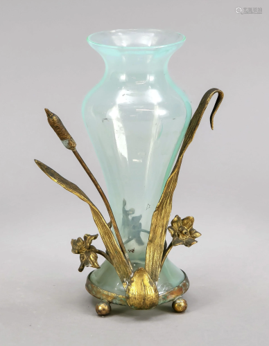 Art Nouveau vase with brass mounting