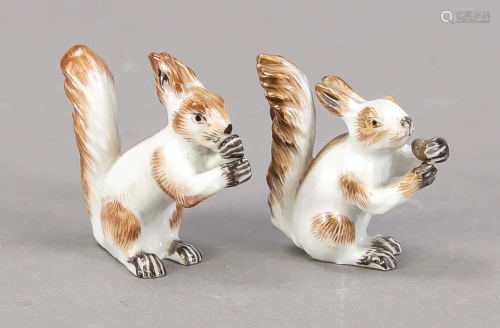 Pair of miniature squirrels, Meissen