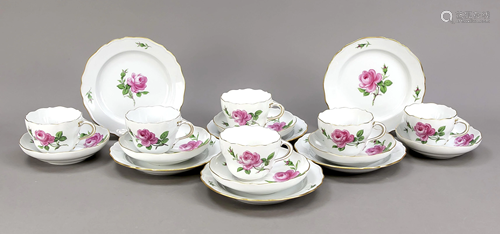 Six three-piece coffee sets, Meissen