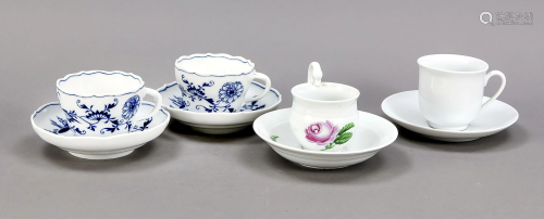 Four cups with saucers, Meissen, 19t