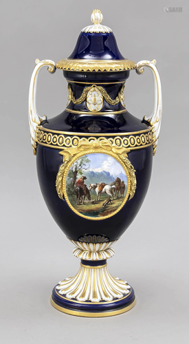 Lidded vase, Meissen, Knauff-Schwert