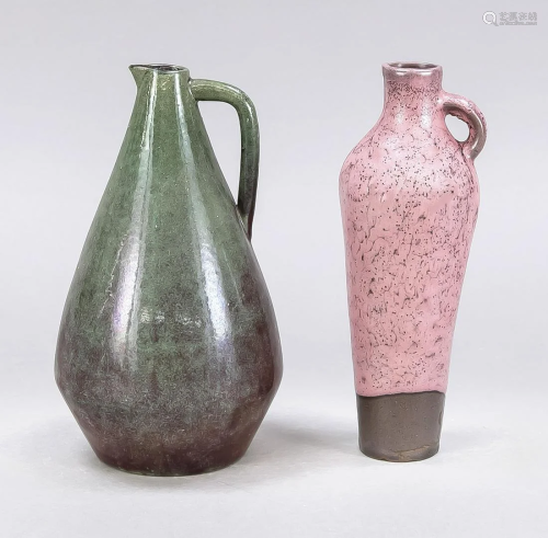 Two jugs, 20th c., stylized formem w