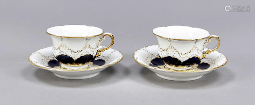 Two cups with saucer, Meissen, mark