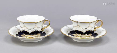 Two cups with saucer, Meissen, mark