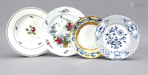 Four plates, shallow plate, Meissen,