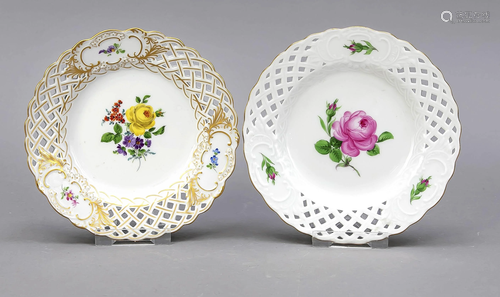 Two basket plates, Meissen, after 19