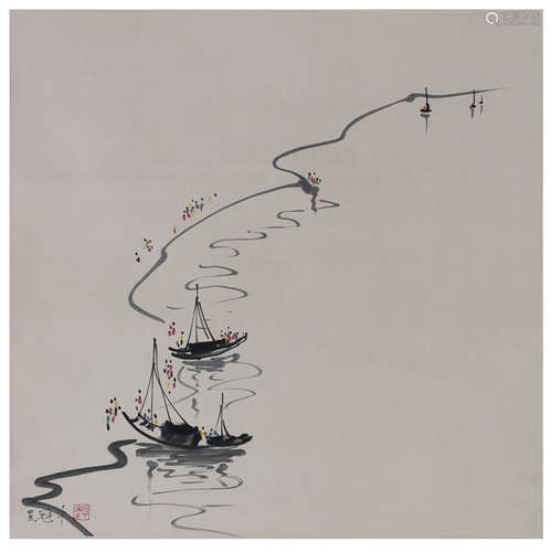 Fishing Vessels，a Chinese Painting by Wu Guanzhong