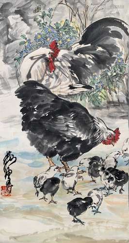 The Chickens，Painting by Huang Zhou