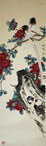 Magpies and Plum Blossom，Painting by Tian Shiguang