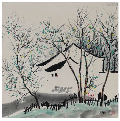 The Village，Chinese Painting by Wu Guanzhong