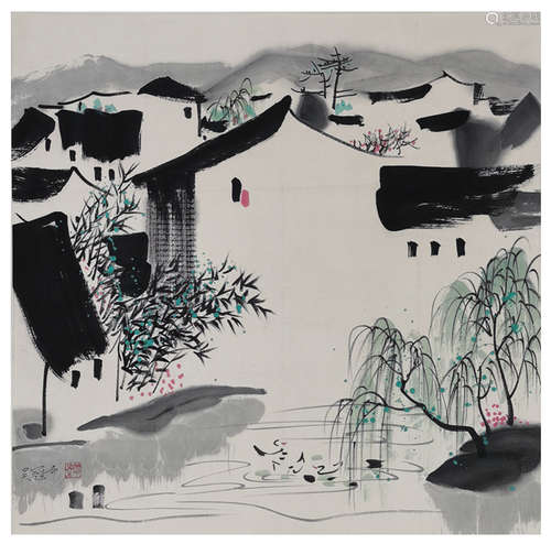 The Village，Chinese Painting by Wu Guanzhong