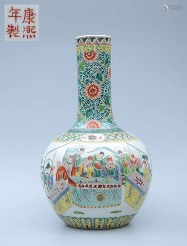 Kangxi Famille Rose Chilong Globular Vase