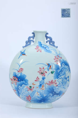 Famille Rose Bird-And-Flower Moon Flask