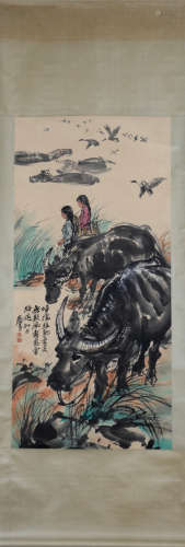 A Huang zhou's cattle painting