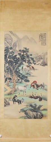 A Yin zixiang's horses painting