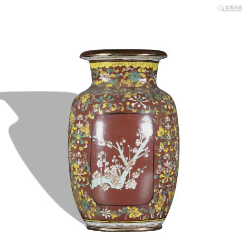 A bean-sauce-coloured glaze 'floral' vase
