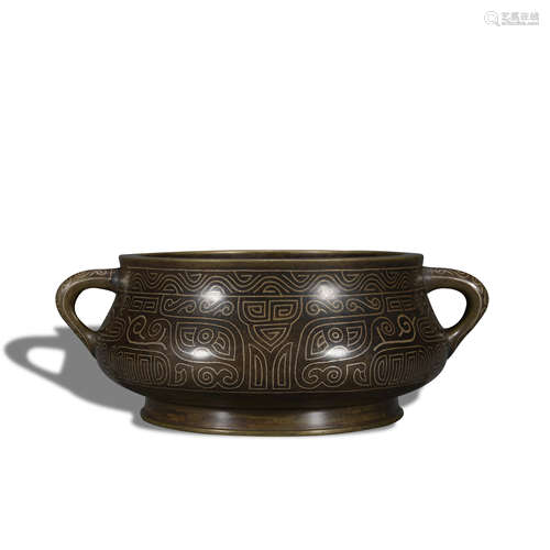 A bronze censer ware with silver