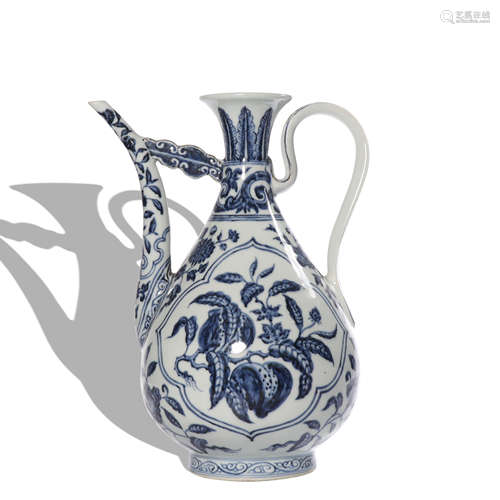 A blue and white 'peach' winepot