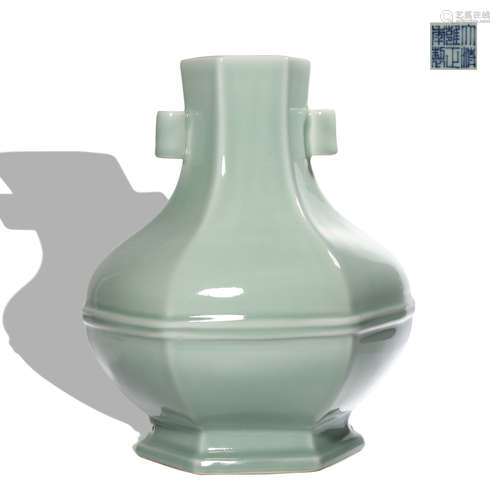 A celadon-glazed vase