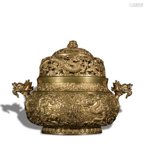 A gilt-bronze 'dragon' censer