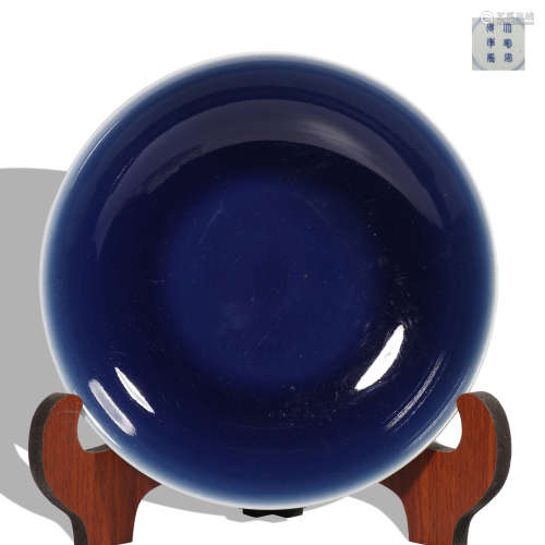 A blue glazed dish