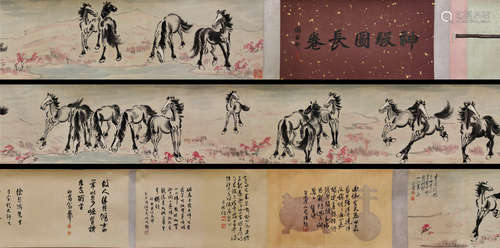 A Xu beihong's horses hand scroll