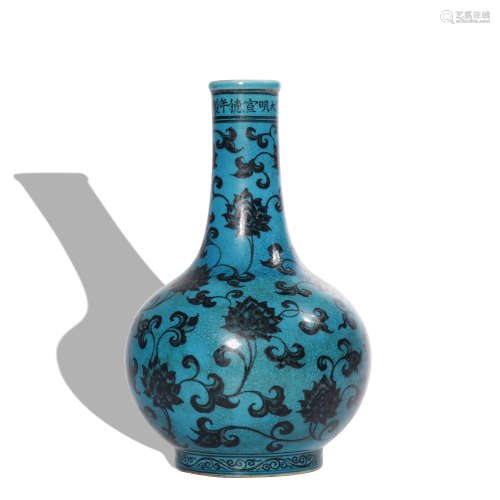 A blue glazed 'floral' vase