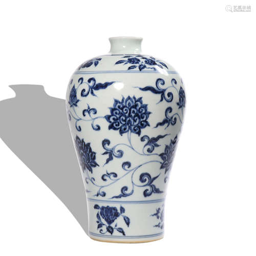 A blue and white 'floral' Meiping