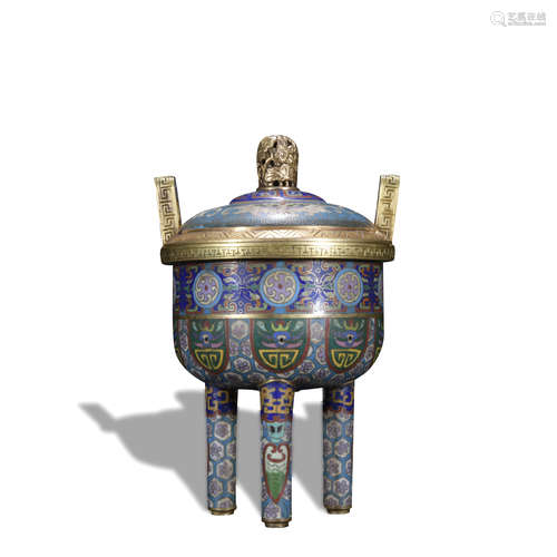 A Cloisonne enamel 'flowers' censer