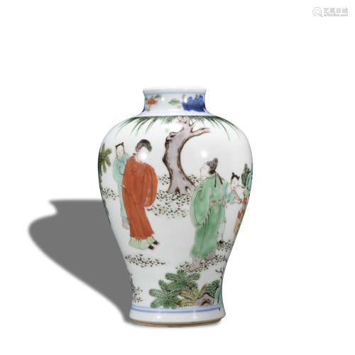 A Wu cai 'figure' vase