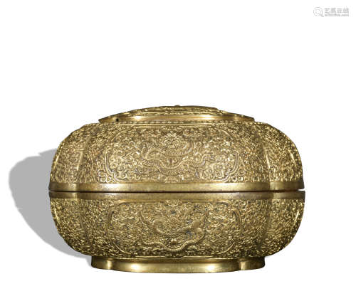 A gilt-bronze 'dragon' box and cover