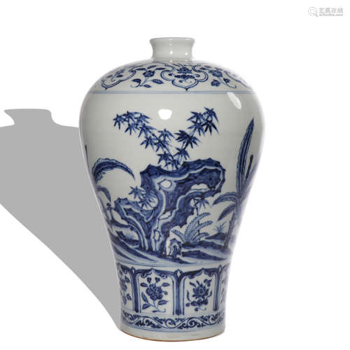 A blue and white Meiping