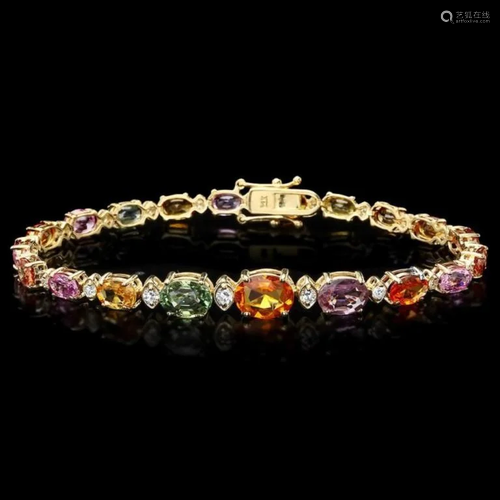 `14k Gold 15.00ct Sapphire & 0.70ct Diamond Bracel