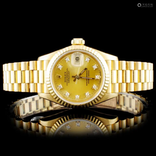 Rolex 18K YG Diamond Ladies Wristwatch