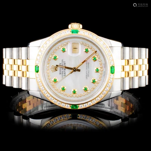 Rolex TwoTone DateJust Diamond Wristwatch