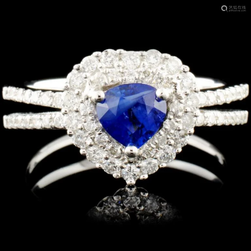 18K Gold 1.95ct Sapphire & 0.29ctw Diamond Ring