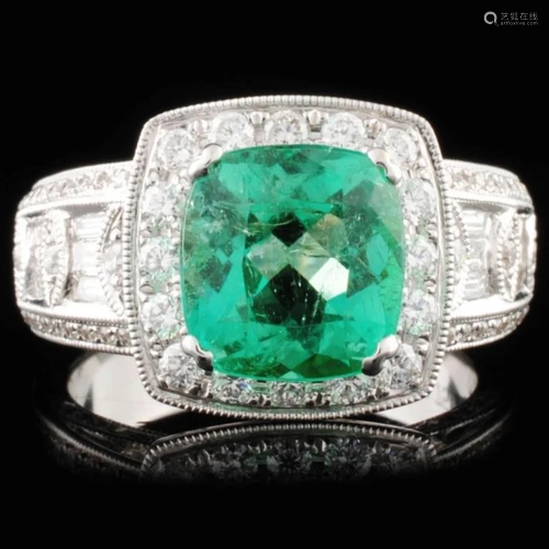 18K Gold 2.31ct Emerald & 1.10ctw Diamond Ring