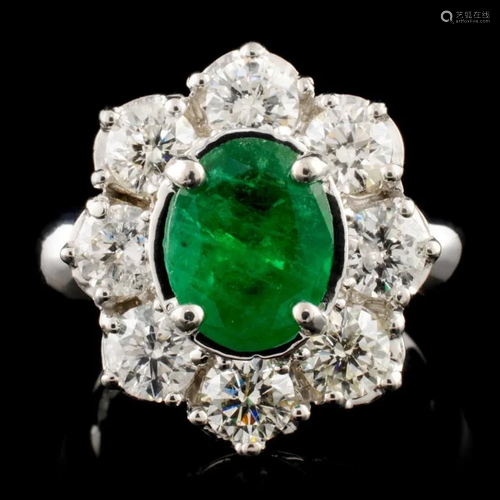 14K Gold 3.00ct Emerald & 1.90ctw Diamond Ring